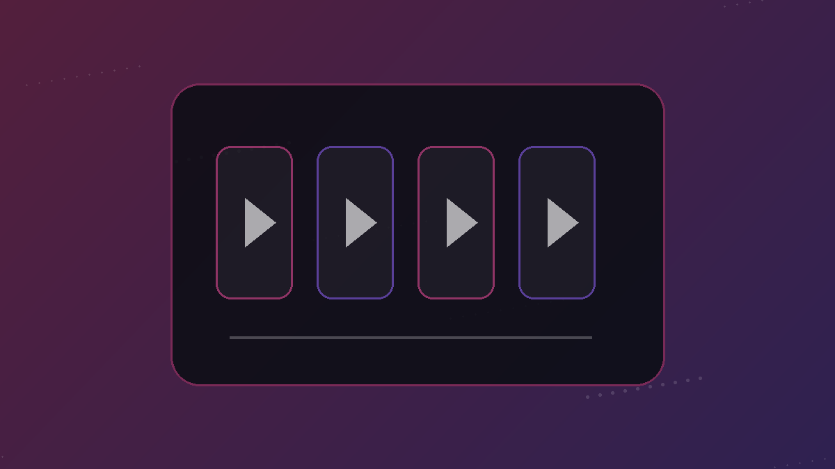 Abstract vertical phone frames and download arrow representing short-form TikTok and Instagram video