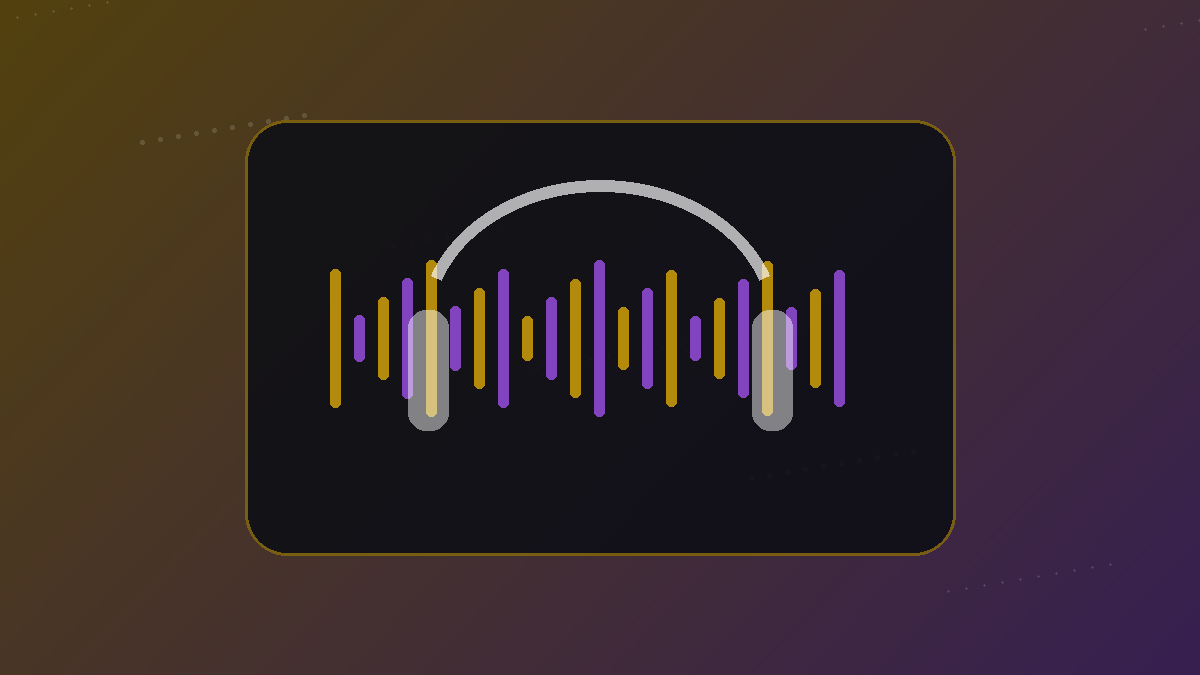 Abstract video frame separating into an audio waveform and headphones